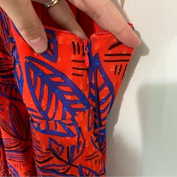 Alexis NWT handkerchief Red and Blue Floral Midi Dress Size 3X - Picture 10 of 16